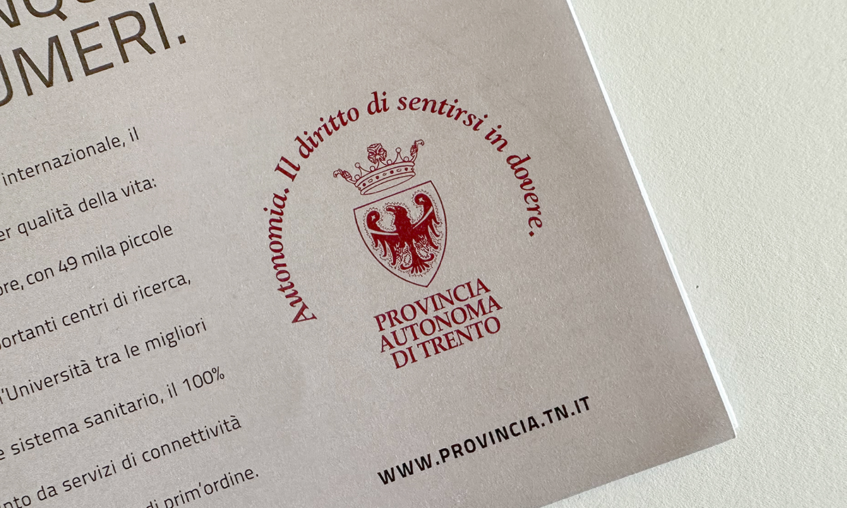 marchio Provincia di Trento con payoff a sostegno dell'autonomia